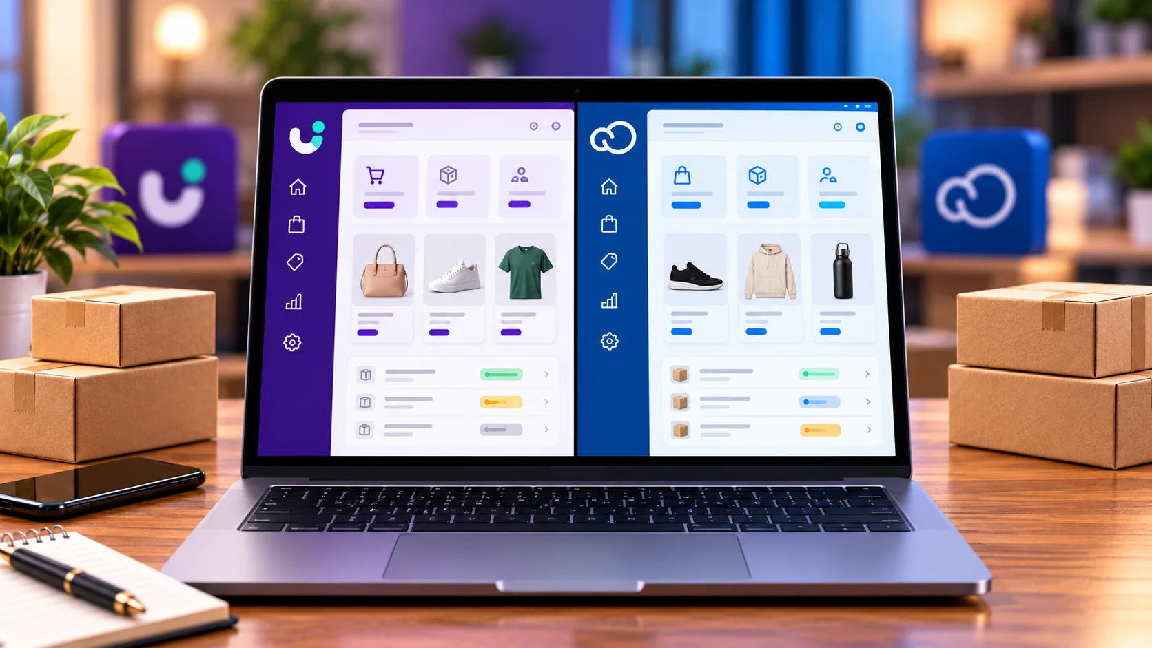 Comparação entre Loja Integrada e Nuvemshop em painel de e-commerce