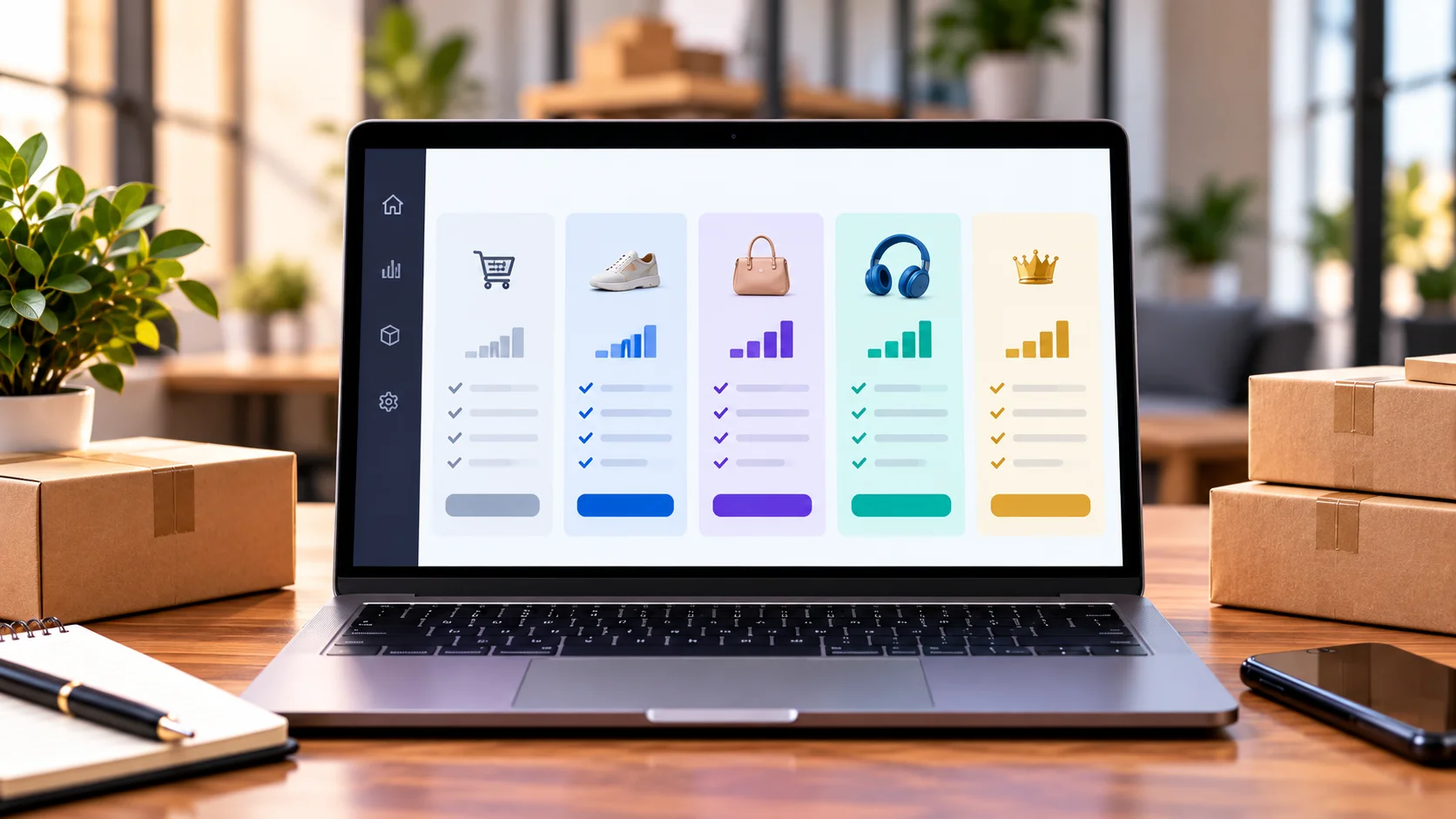 Comparação visual entre diferentes planos de uma plataforma de e-commerce